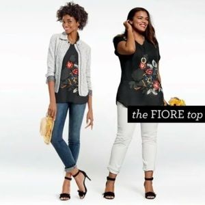 Cabi Fiore Top - Semi-Sheer Floral Black Blouse - Size M